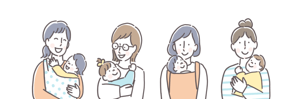 赤ちゃんを抱っこしているママたち